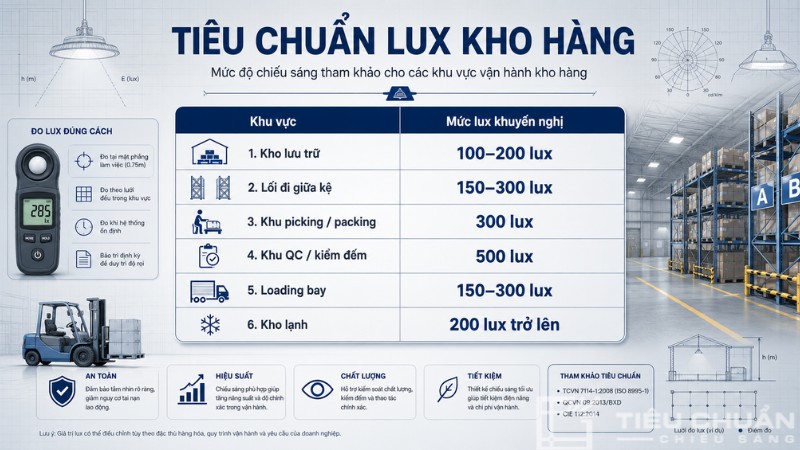 Bảng lux kho hàng tiêu chuẩn