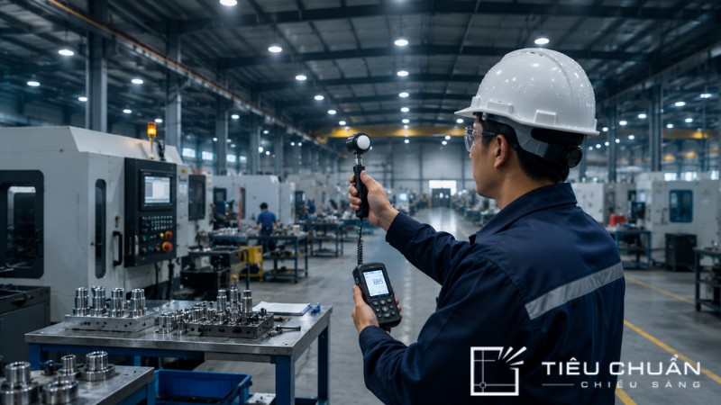 Đo lux thực tế trong nhà xưởng