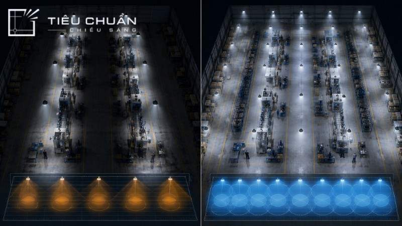Layout bố trí đèn nhà xưởng