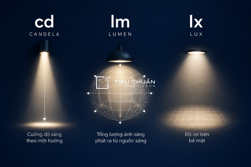 So sánh Candela Lumen và Lux trong chiếu sáng