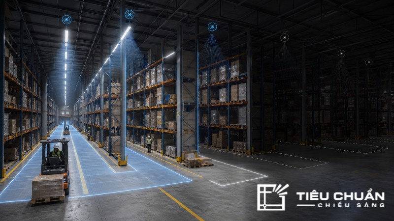 Smart lighting theo zone trong warehouse