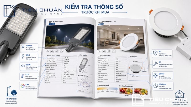 Kiểm tra catalogue thông số đèn LED