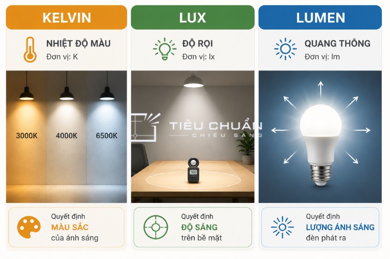 Phân biệt Kelvin Lux và Lumen trong chiếu sáng